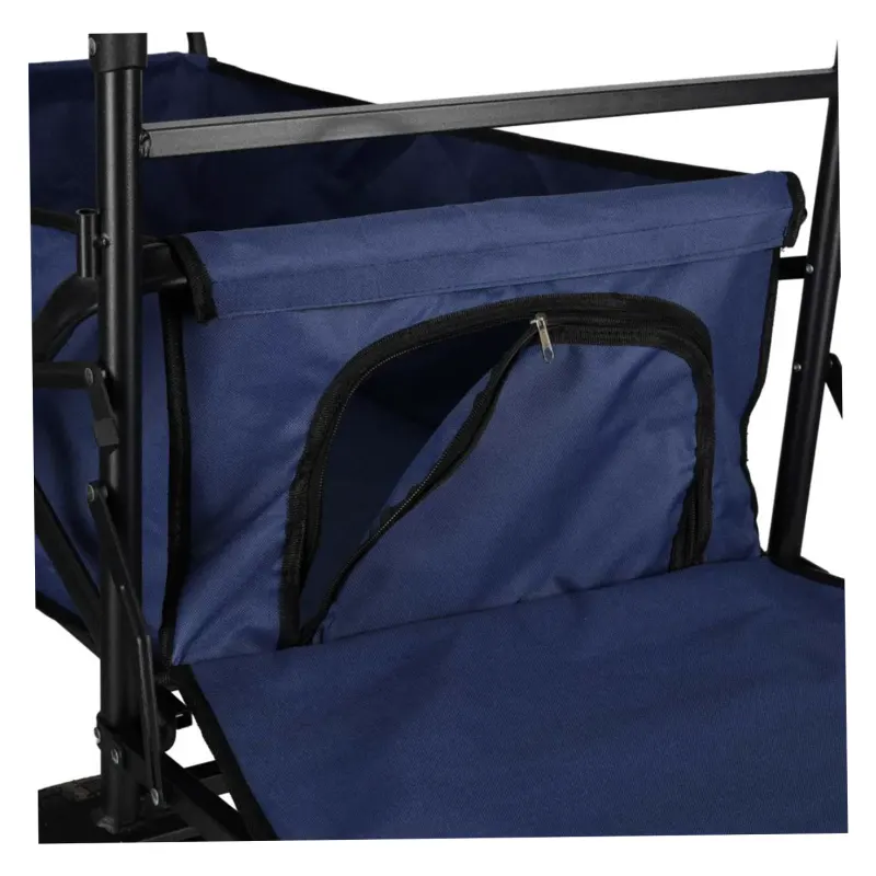 Wózek transportowy LUARO plażowy składany z daszkiem i siatką granatowy - obrazek 12