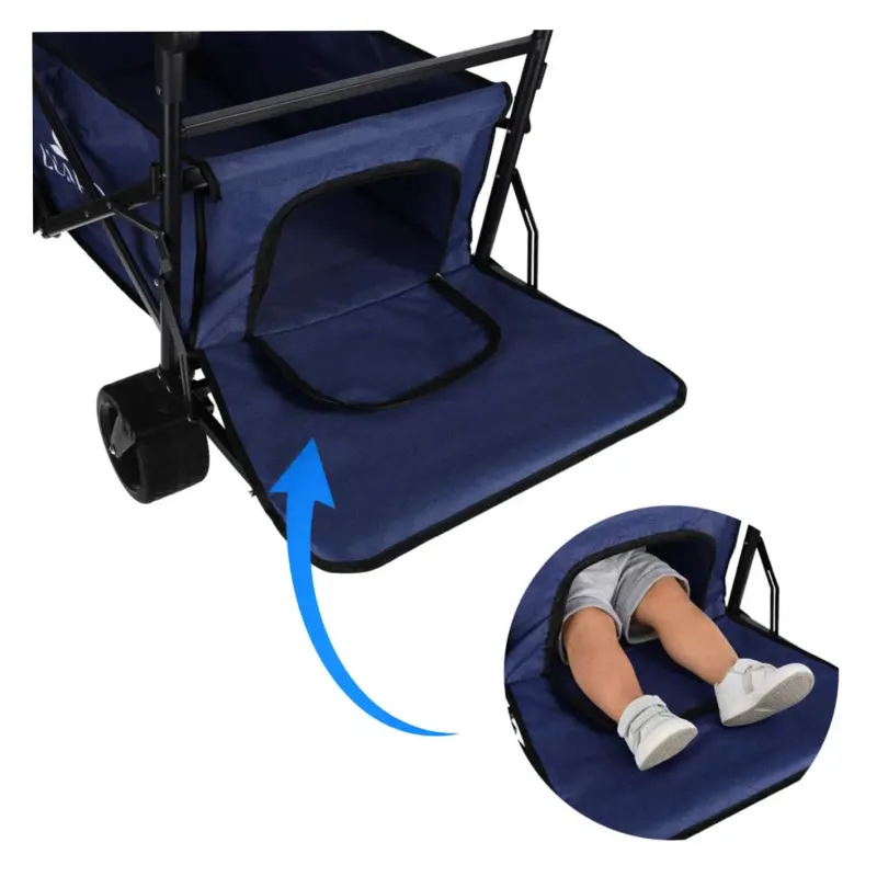 Wózek transportowy LUARO plażowy składany z daszkiem i siatką granatowy - obrazek 13