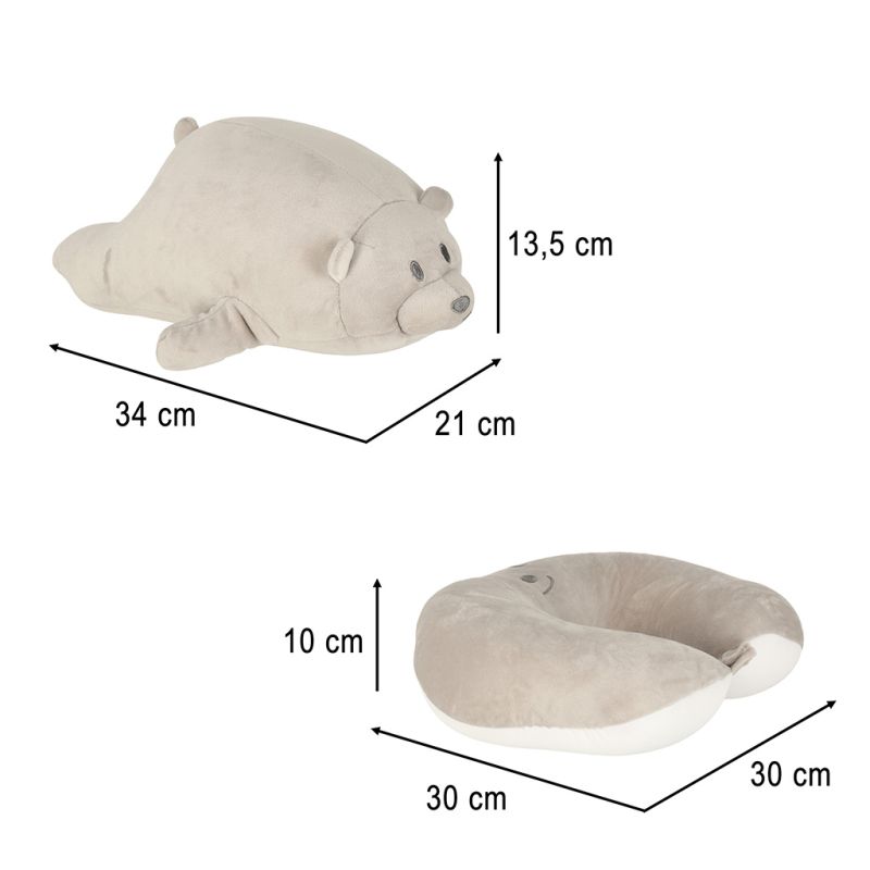 Poduszka podróżna 2w1 rogal pod kark do samolotu samochodu maskotka miś - obrazek 12