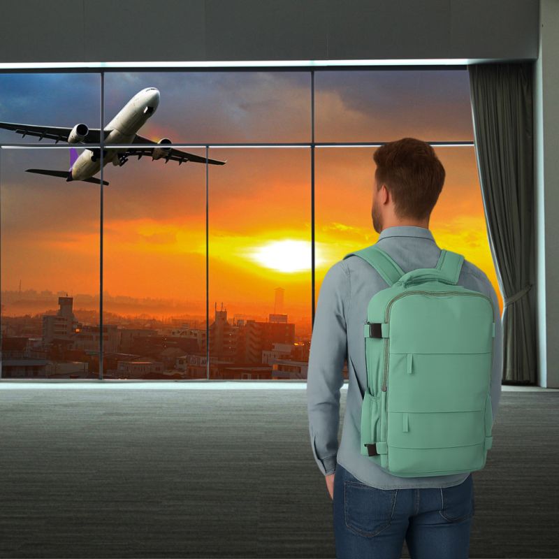 Plecak podróżny turystyczny bagaż zielony 45x30 cm - obrazek 12