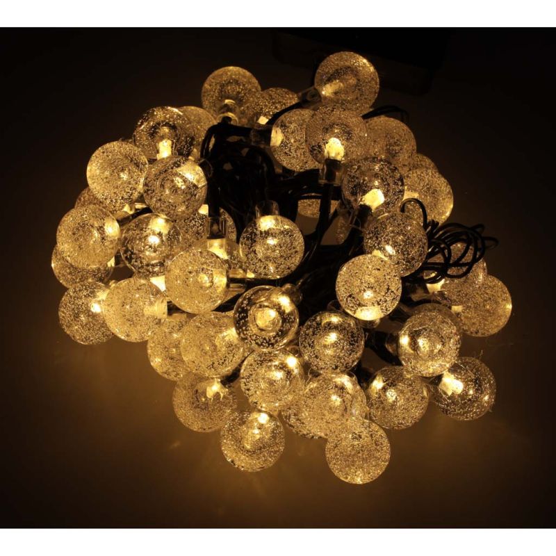 Lampki ogrodowe solarne kulki 7m 50LED ciepły biały - obrazek 9