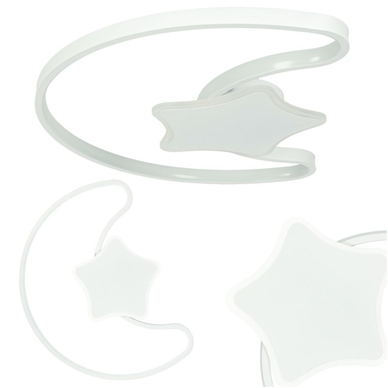 Lampa LED sufitowa plafon do pokoju dziecięcego ściemniana + pilot księżyc biała - obrazek 6