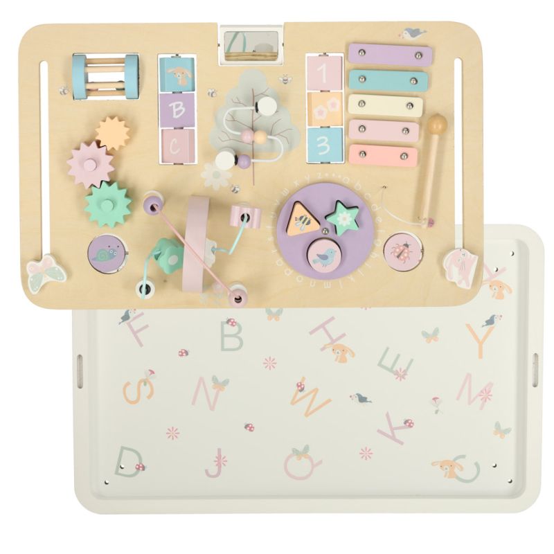 Tablica manipulacyjna LULILO LUDO stolik drewniany sensoryczny 2w1 różowy - obrazek 11