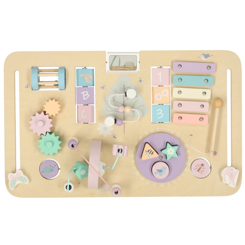 Tablica manipulacyjna LULILO LUDO stolik drewniany sensoryczny 2w1 różowy - obrazek 7