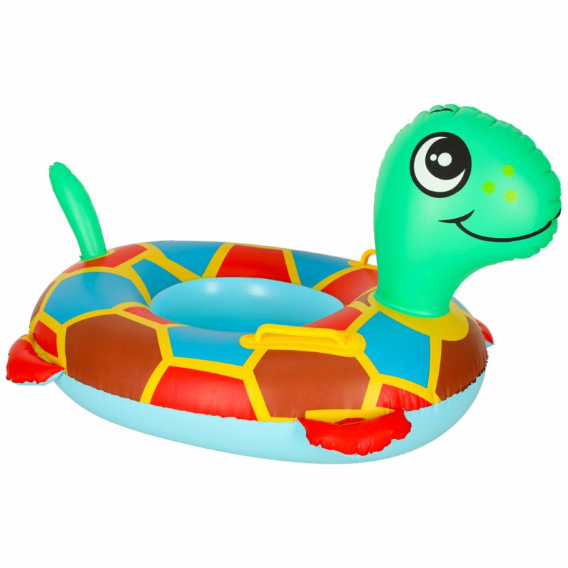 Kółko do pływania dla niemowląt koło pontonik dla dzieci dmuchany z siedziskiem materac żółw 15kg - obrazek 2
