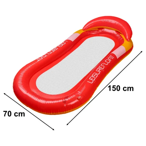 Materac dmuchany do pływania basenu wodny z siatką czerwony