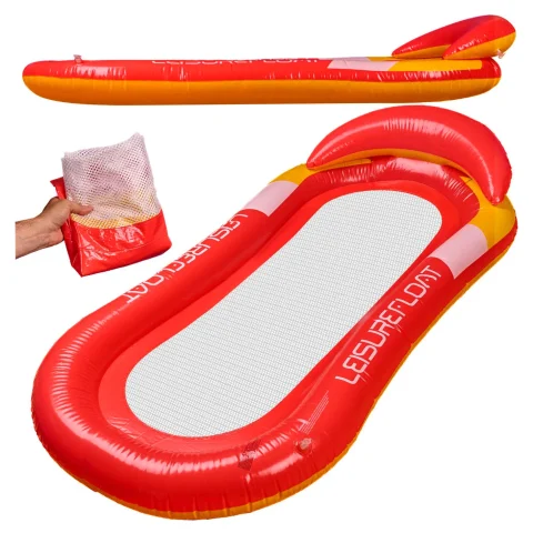 Materac dmuchany do pływania basenu wodny z siatką czerwony