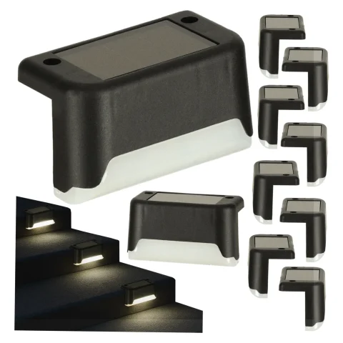Lampa solarna schodowa ogrodowa zewnętrzna LED na schody czujnik zmierzchu 8 sztuk