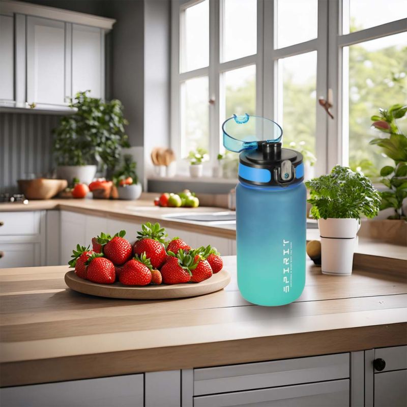 Butelka na wodę bidon z ustnikiem sportowy BPA FREE 600ml niebiesko-zielony - obrazek 9