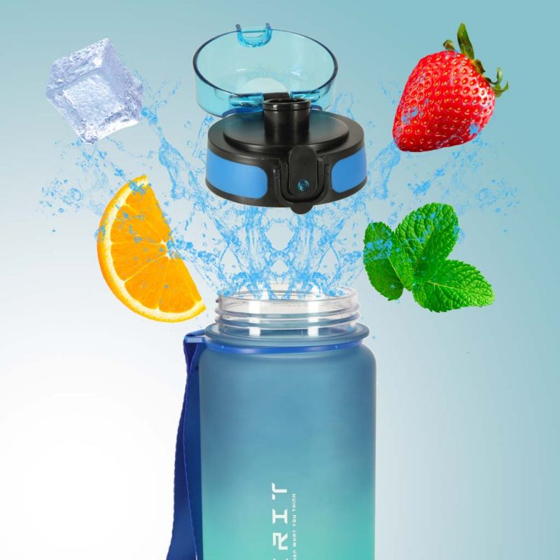Butelka na wodę bidon z ustnikiem sportowy BPA FREE 600ml niebiesko-zielony - obrazek 10