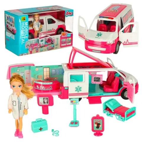Karetka pogotowia ambulans mobilny szpital lalka akcesoria