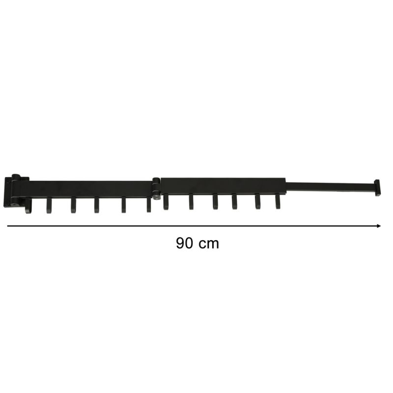 Suszarka na pranie wieszak ścienny naścienny składany teleskopowy czarny 12 haczyków 90cm - obrazek 5