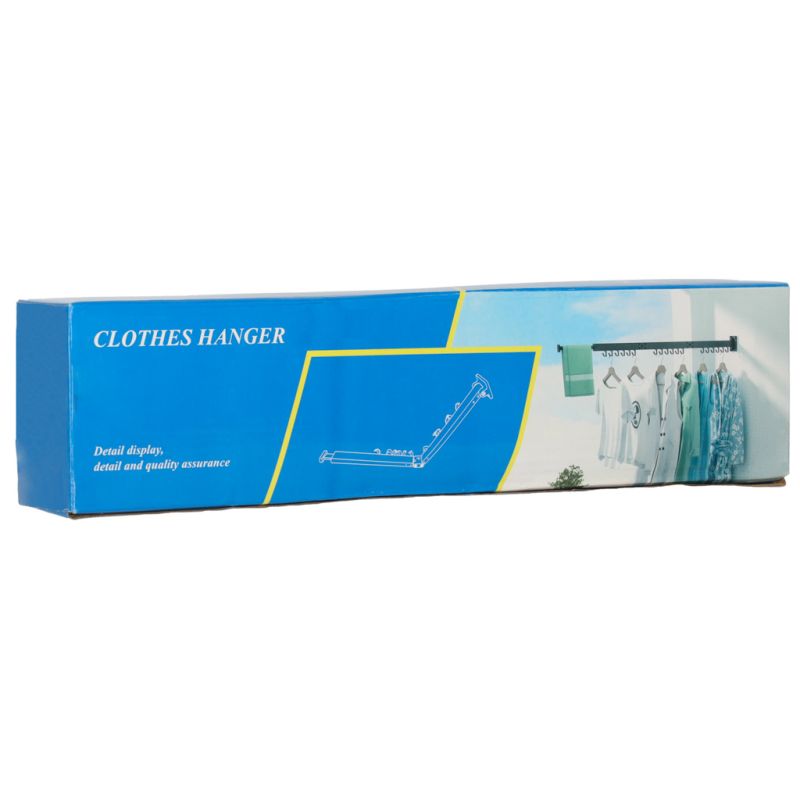 Suszarka na pranie wieszak ścienny naścienny składany teleskopowy czarny 12 haczyków 90cm - obrazek 7