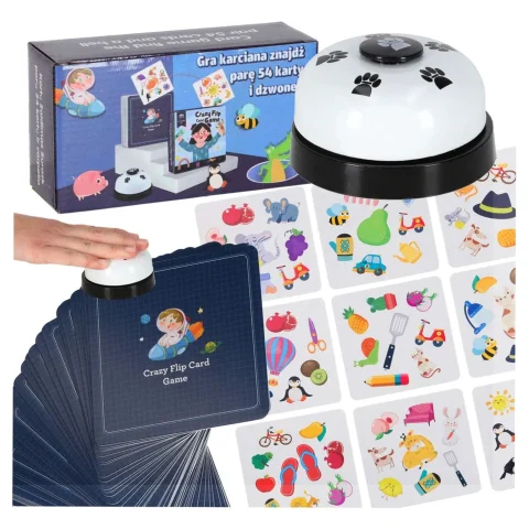 Gra na spostrzegawczość znajdź parę Crazy Flip 54 karty i dzwonek