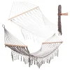 Hamak ogrodowy boho siatka frędzle leżak wiszący makrama 200cm Szary