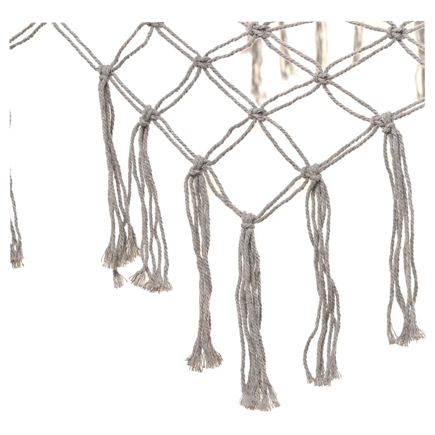 Hamak ogrodowy boho siatka frędzle leżak wiszący makrama 200cm Szary - obrazek 5