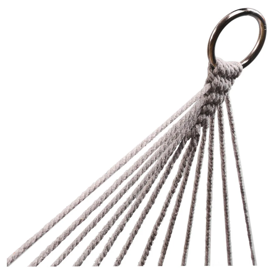 Hamak ogrodowy boho siatka frędzle leżak wiszący makrama 200cm Szary - obrazek 6