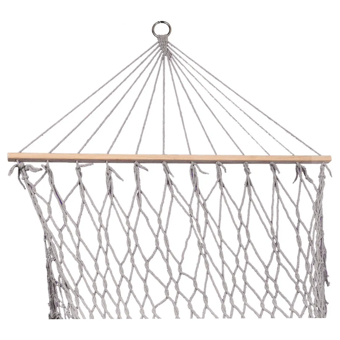 Hamak ogrodowy boho siatka frędzle leżak wiszący makrama 200cm Szary - obrazek 7