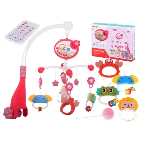 Karuzela projektor gwiazd do łóżeczka kołysanki różowa z pilotem