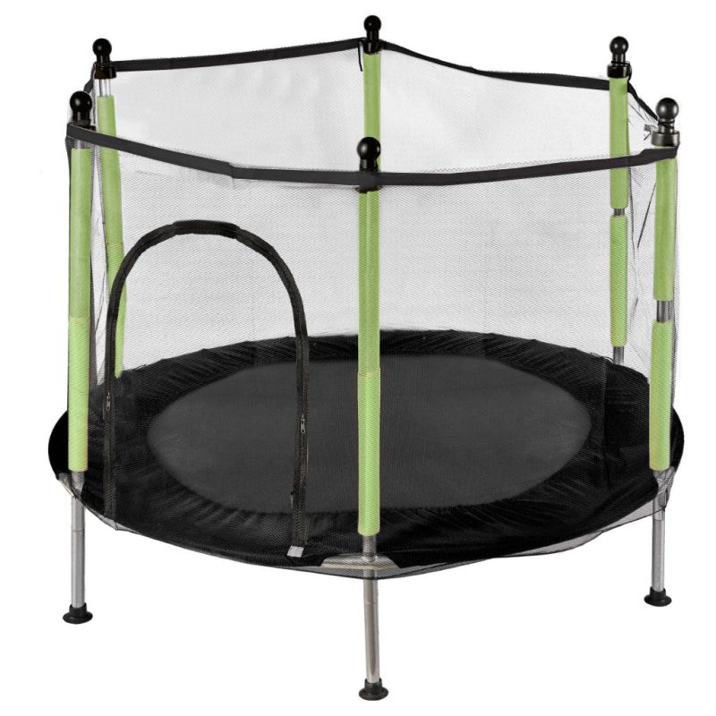 Trampolina do domu ogrodu dla dzieci siatka piłki 140cm 55inch zielona - obrazek 2