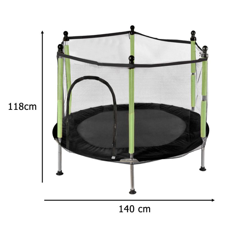 Trampolina do domu ogrodu dla dzieci siatka piłki 140cm 55inch zielona - obrazek 7