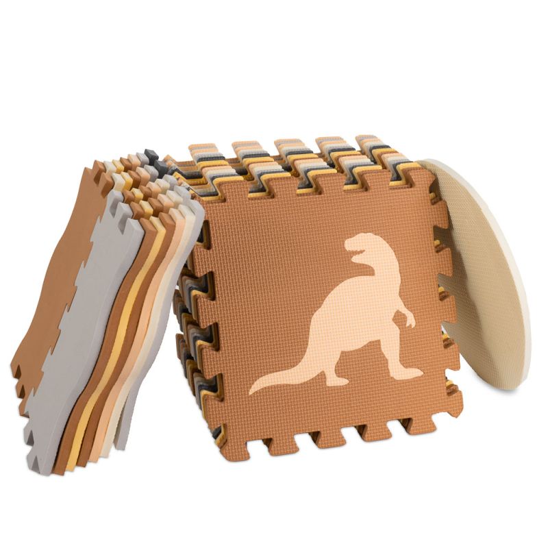 Mata edukacyjna piankowa puzzle brązowa 143 x 143 cm 36 elementów - obrazek 2