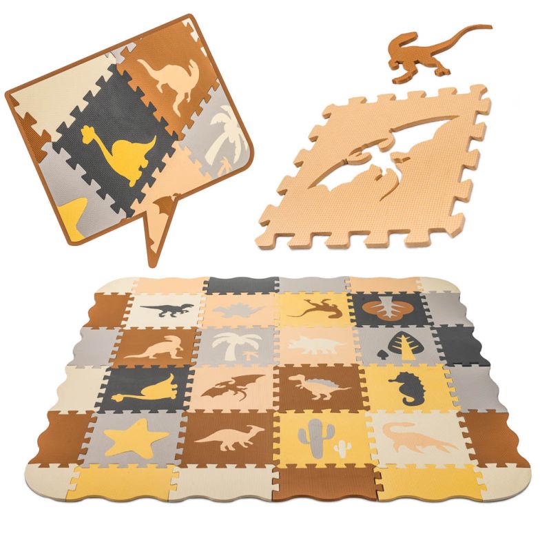 Mata edukacyjna piankowa puzzle brązowa 143 x 143 cm 36 elementów - obrazek 6