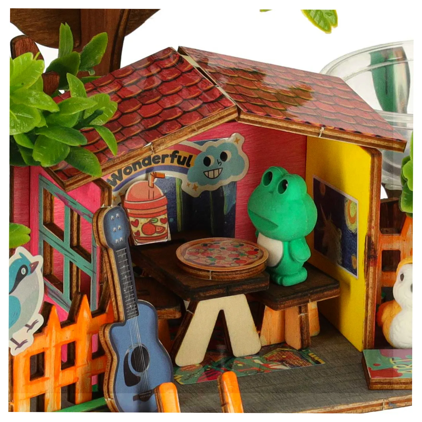 Zestaw kreatywny do budowy domku na drzewie uprawa roślin figurki naklejki - obrazek 11