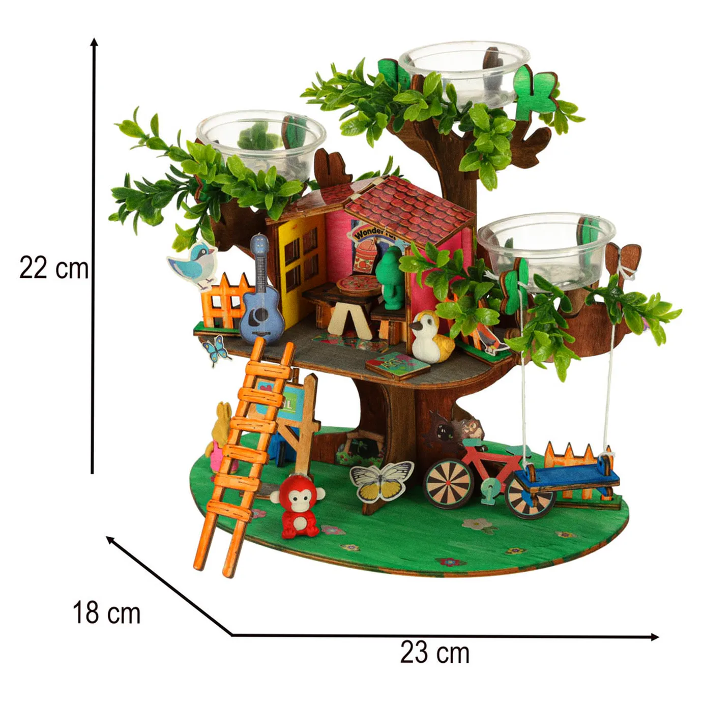 Zestaw kreatywny do budowy domku na drzewie uprawa roślin figurki naklejki - obrazek 14