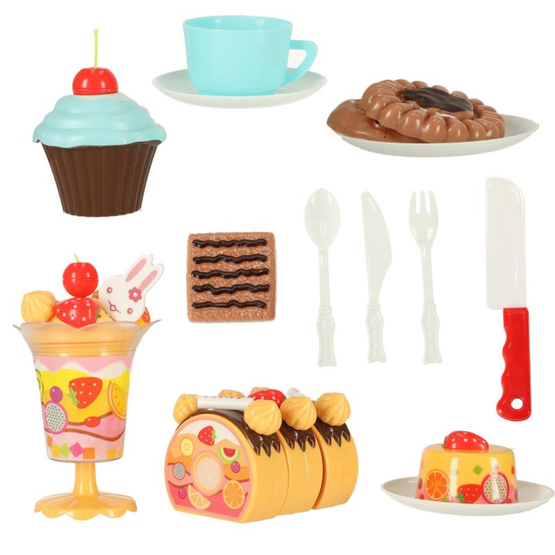 Tort urodzinowy do krojenia kuchnia 75 elementów niebieski - obrazek 4