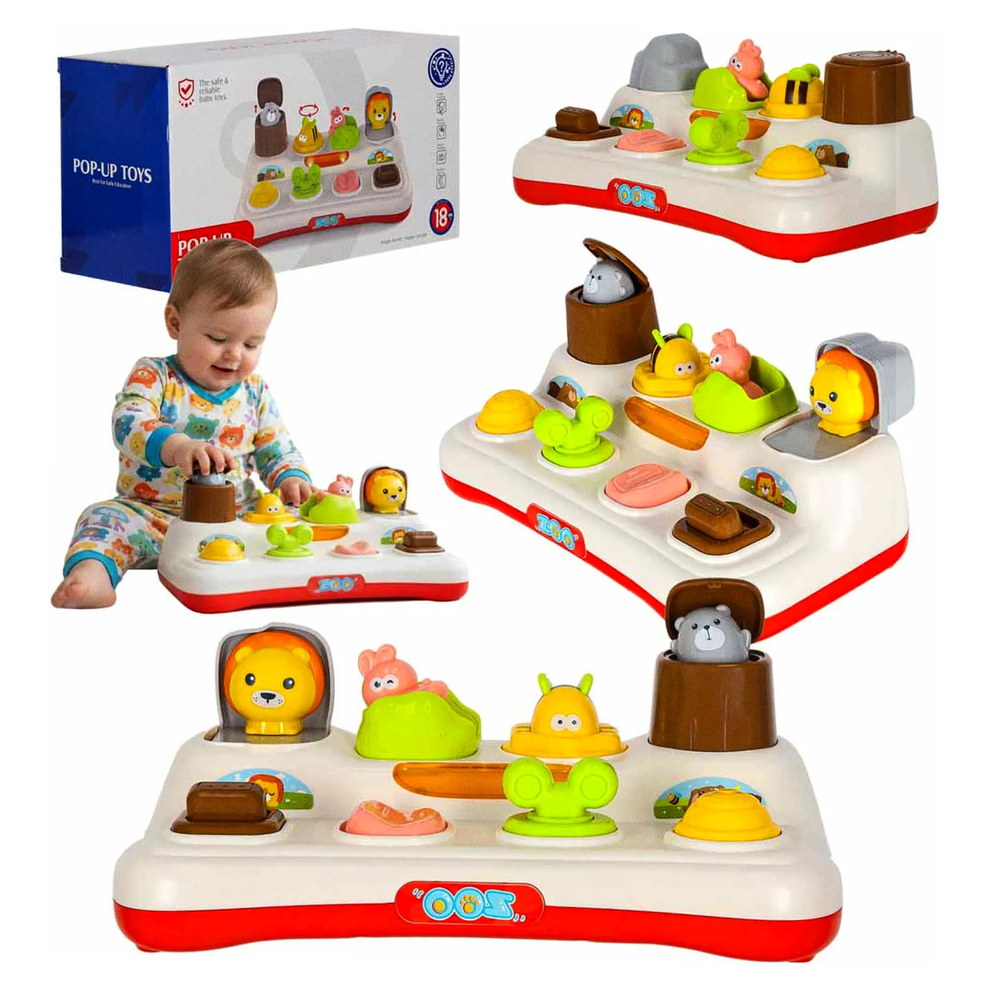 Zabawka edukacyjna pop-up wyskakujące zwierzątka światła dźwięk