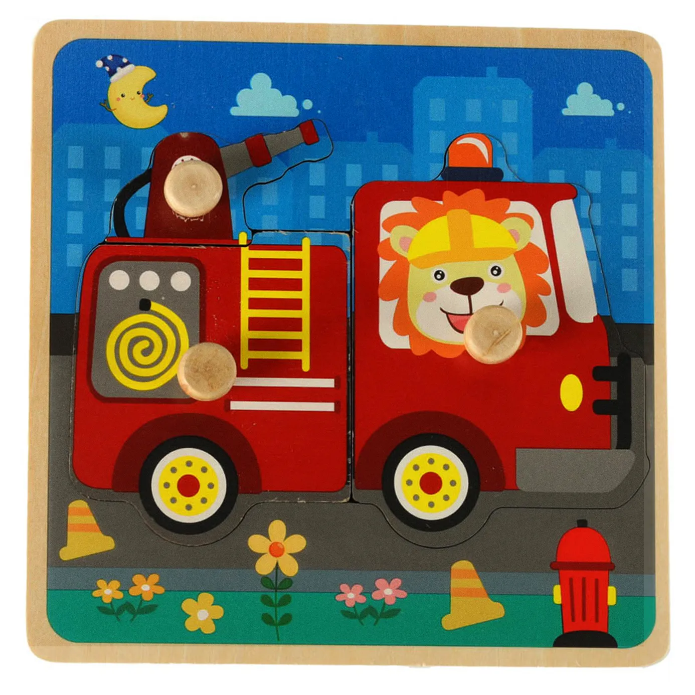 Puzzle drewniane sorter układanka straż pożarna - obrazek 5