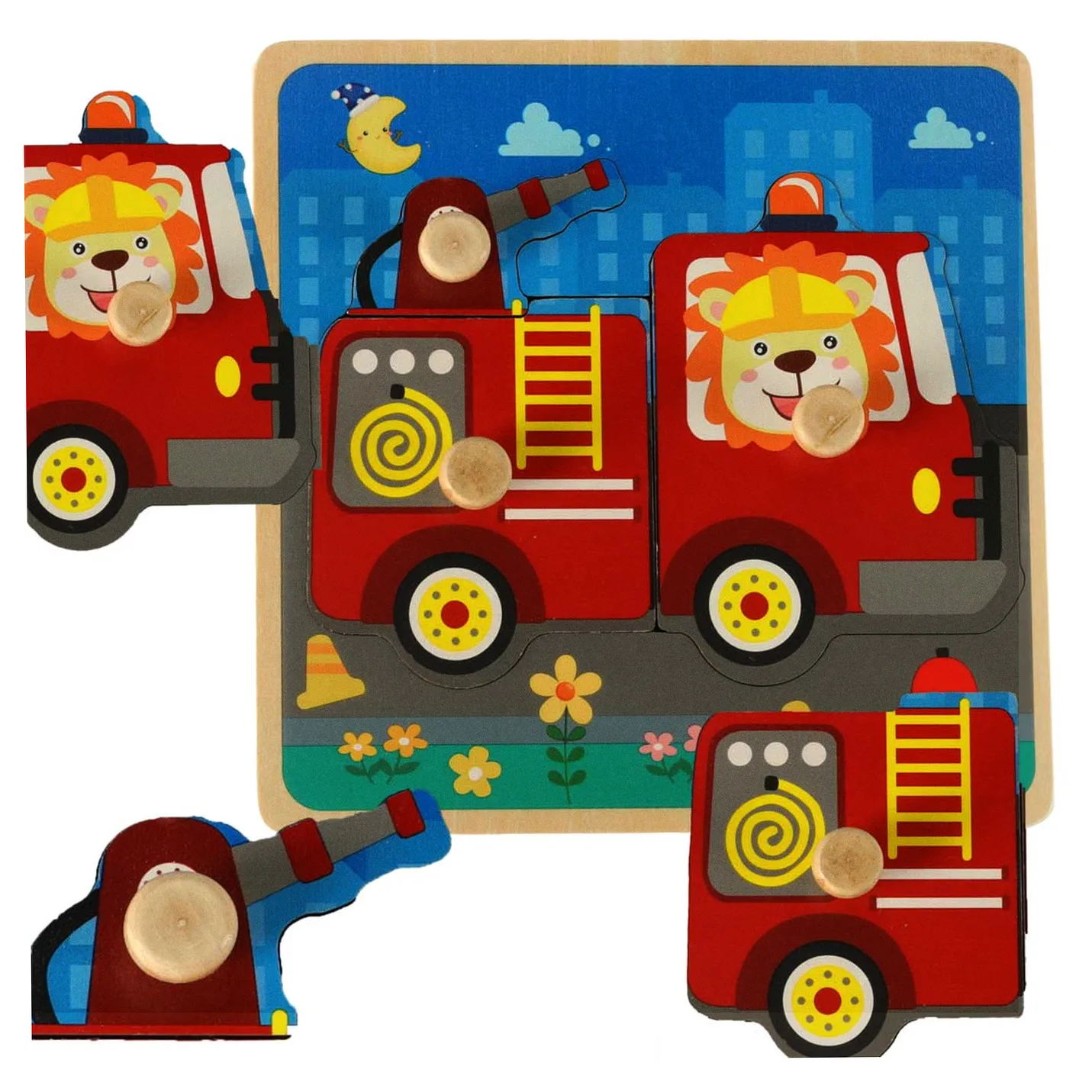 Puzzle drewniane sorter układanka straż pożarna - obrazek 6