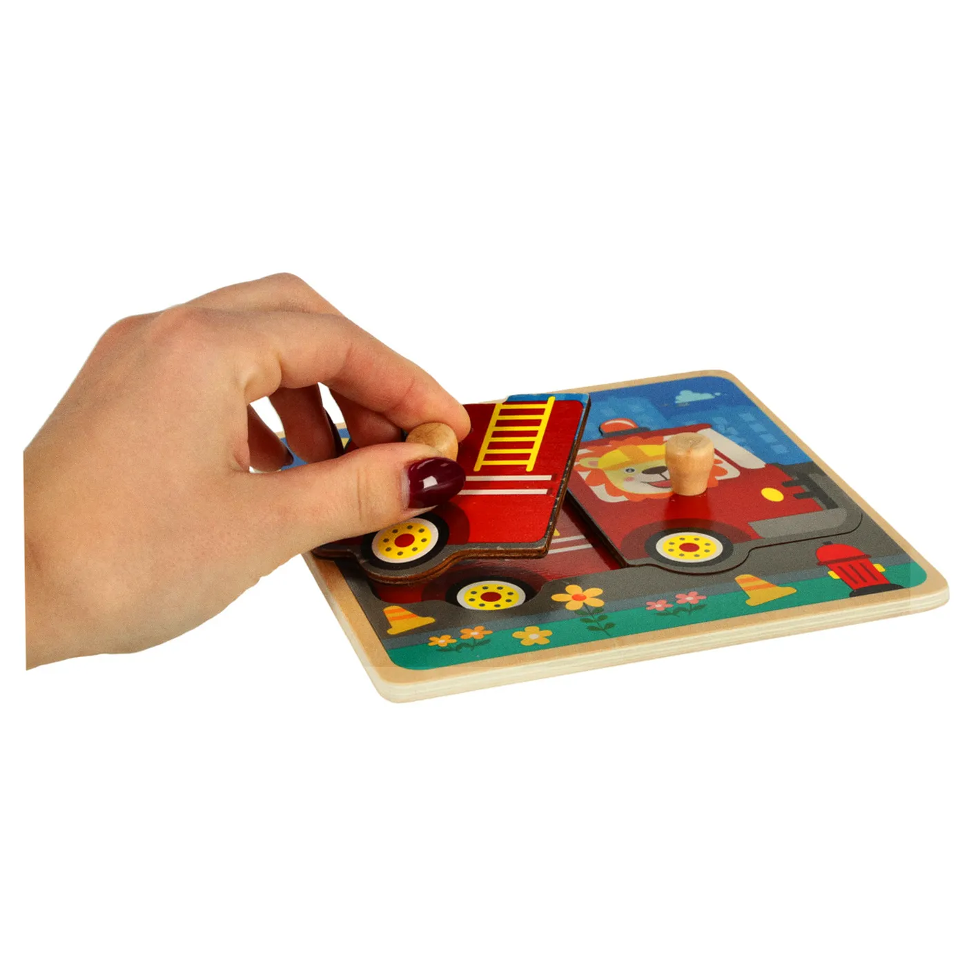 Puzzle drewniane sorter układanka straż pożarna - obrazek 7