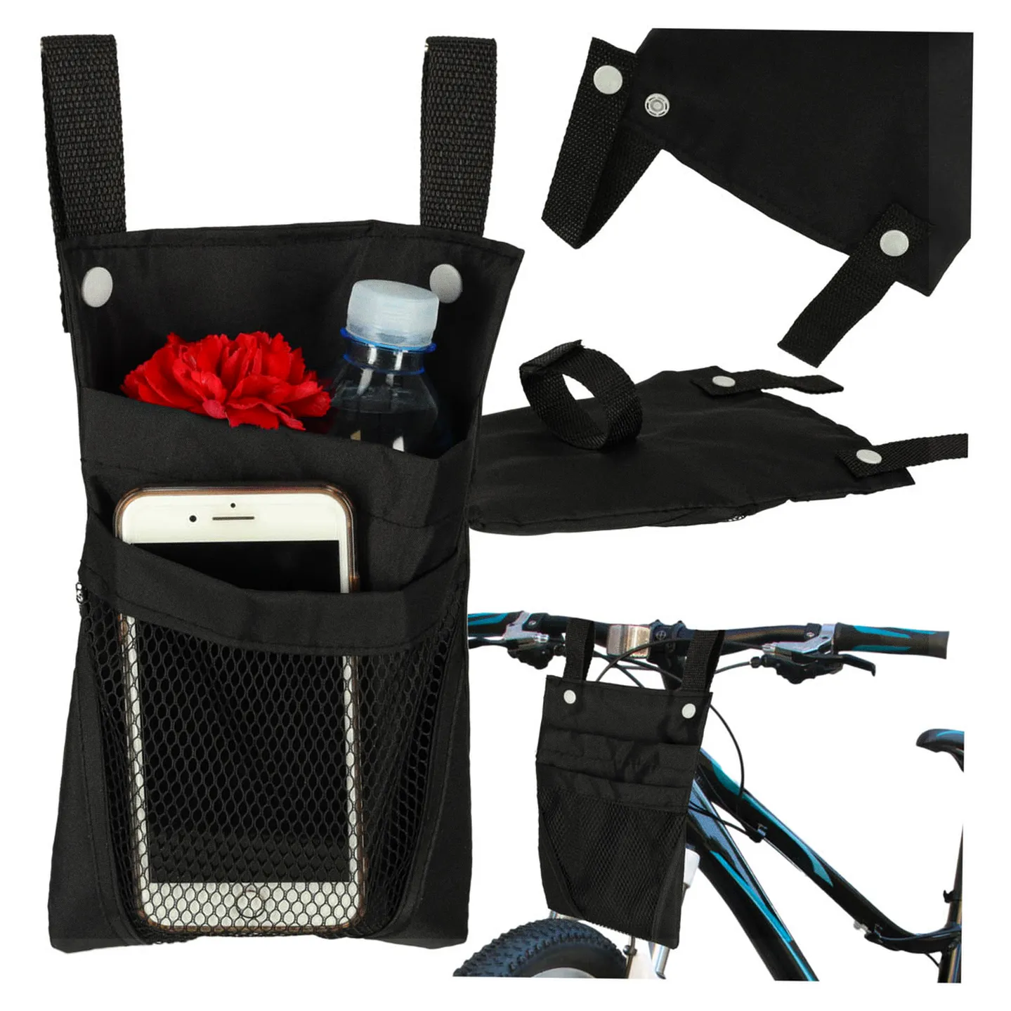 Torba na rower hulajnogę kierownicę telefon sakwa rowerowa czarna