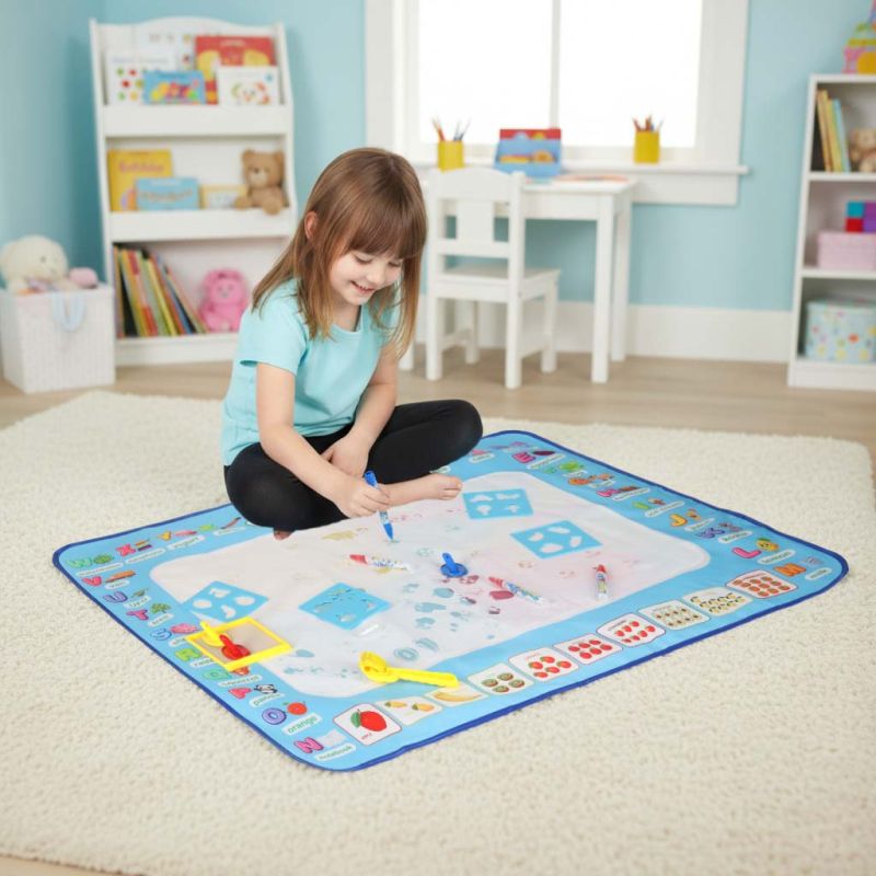 Mata wodna do malowania rysowania wodą mazaki pieczątki szablony wałek 100x80cm alfabet - obrazek 13