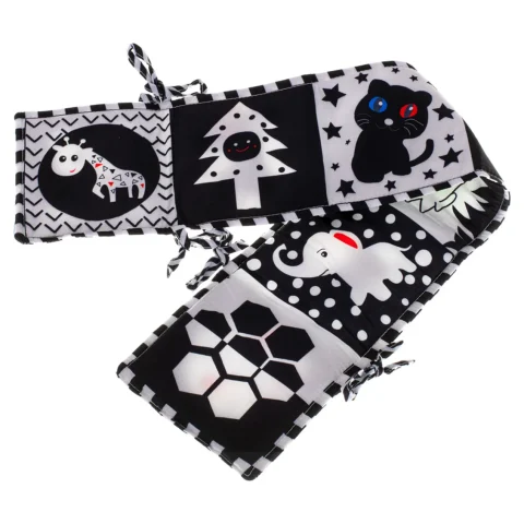 Książeczka sensoryczna kontrastowa miękka nauka widzenia ochraniacz do łóżeczka mata edukacyjna kształty dźwięki