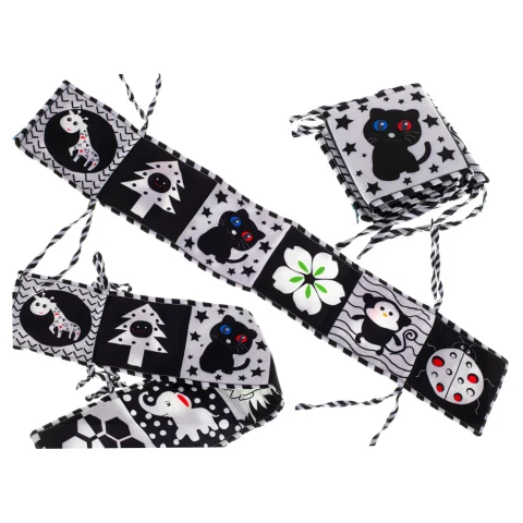 Książeczka sensoryczna kontrastowa miękka nauka widzenia ochraniacz do łóżeczka mata edukacyjna kształty dźwięki