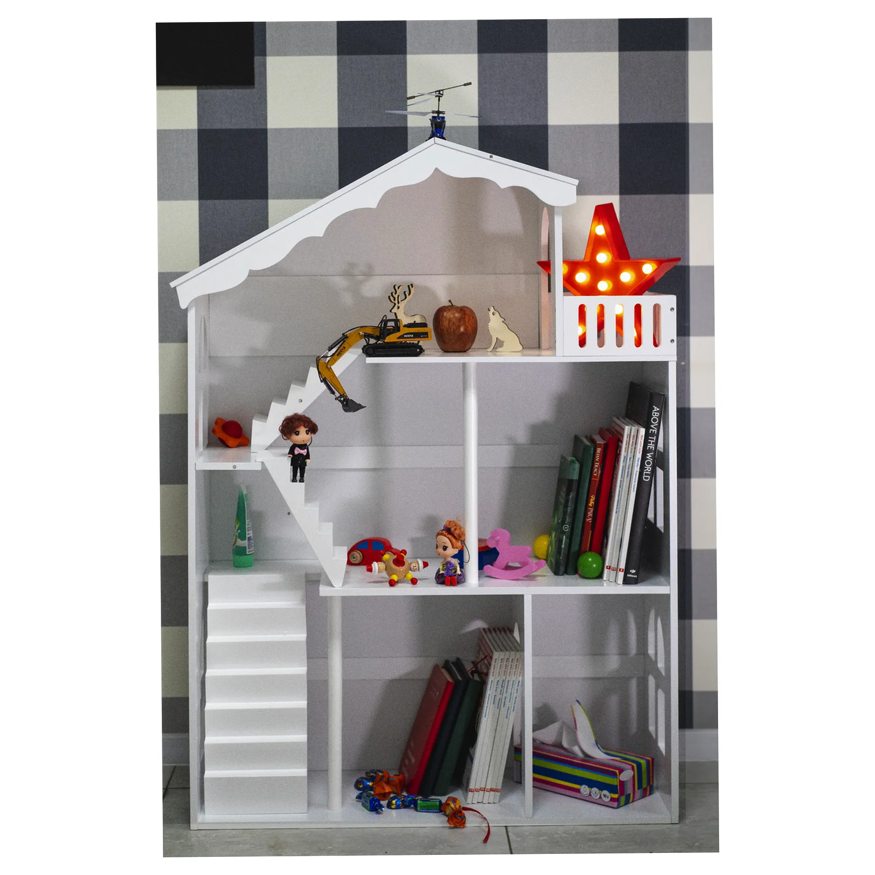 Regał na książki dla dzieci półka domek na zabawki 2w1 LULILO CALLA 116cm XXL - obrazek 14