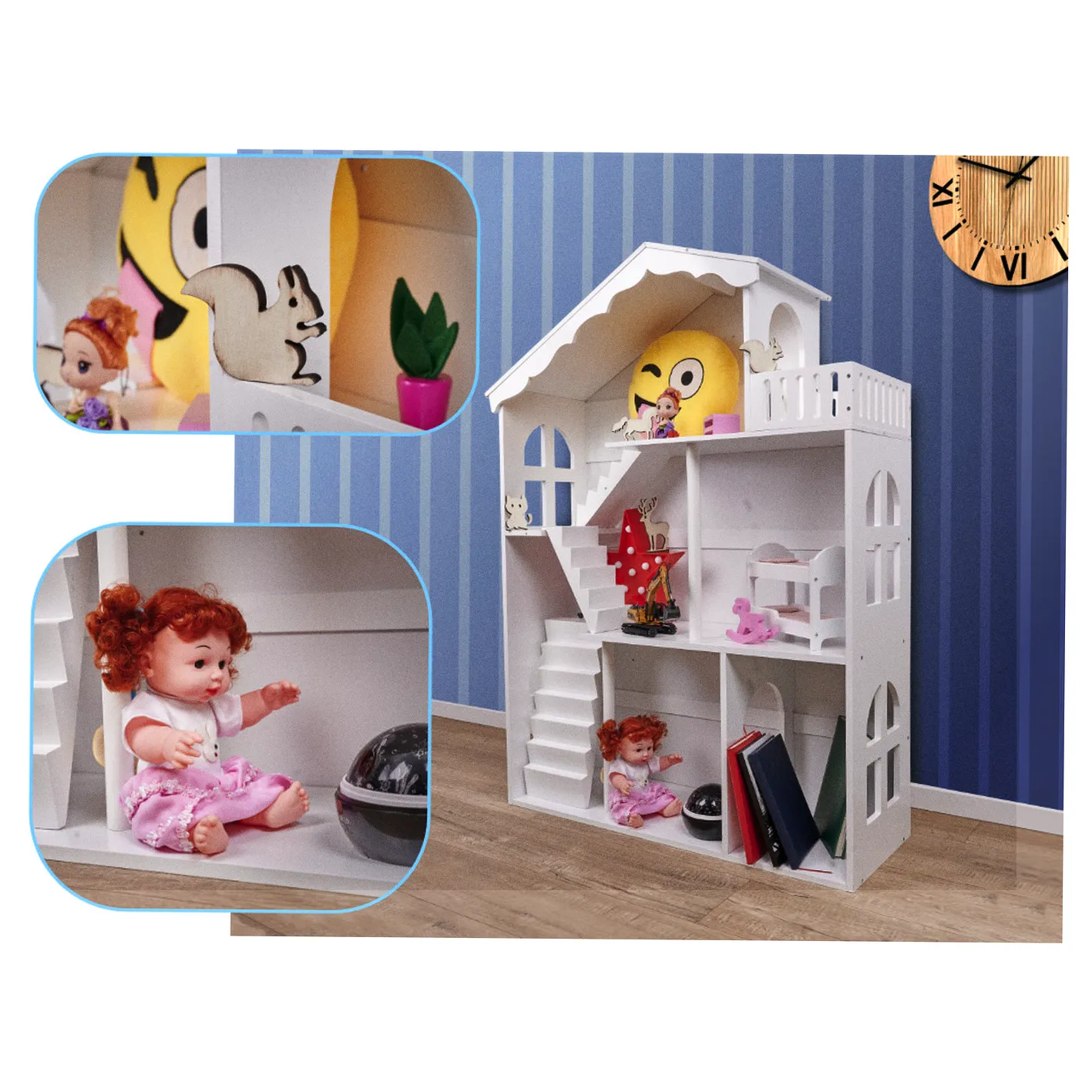 Regał na książki dla dzieci półka domek na zabawki 2w1 LULILO CALLA 116cm XXL - obrazek 6