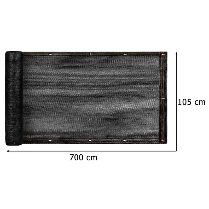 Osłona balkonowa LUARO mata maskująca siatka cieniująca na balkon taras 150g/m2 105x700cm UV + Trytytki - obrazek 7
