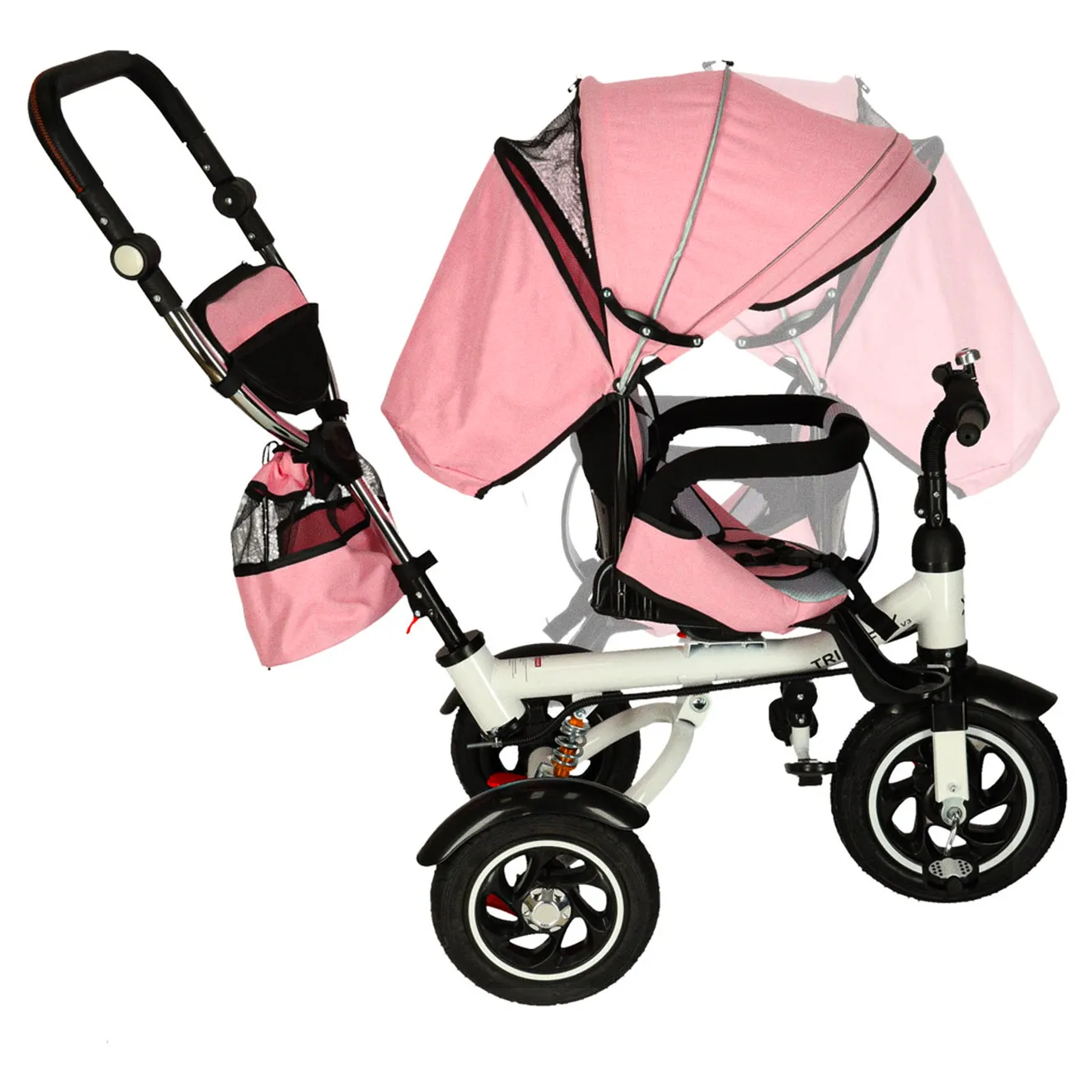 Rowerek trójkołowy Trike Fix V3 rower spacerówka 3w1 obracany 360 wolne koło różowy - obrazek 17