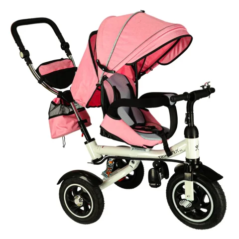 Rowerek trójkołowy Trike Fix V3 rower spacerówka 3w1 obracany 360 wolne koło różowy