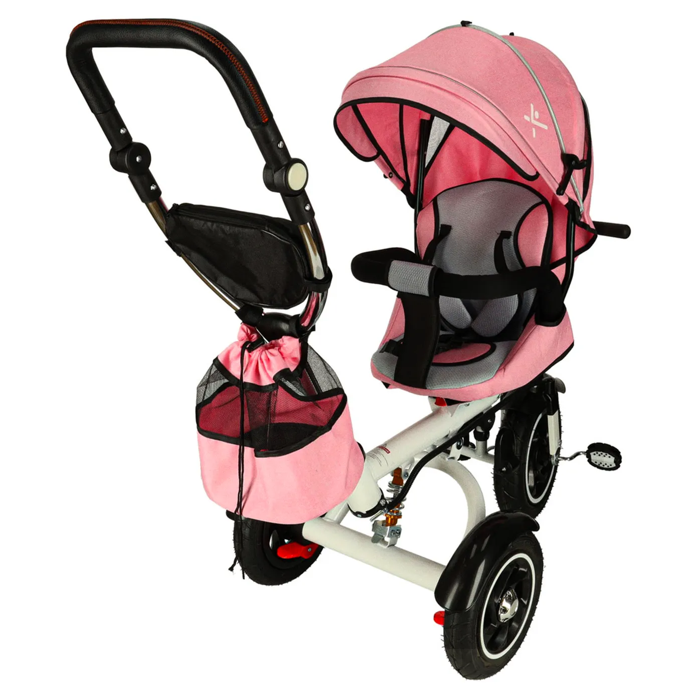 Rowerek trójkołowy Trike Fix V3 rower spacerówka 3w1 obracany 360 wolne koło różowy - obrazek 5