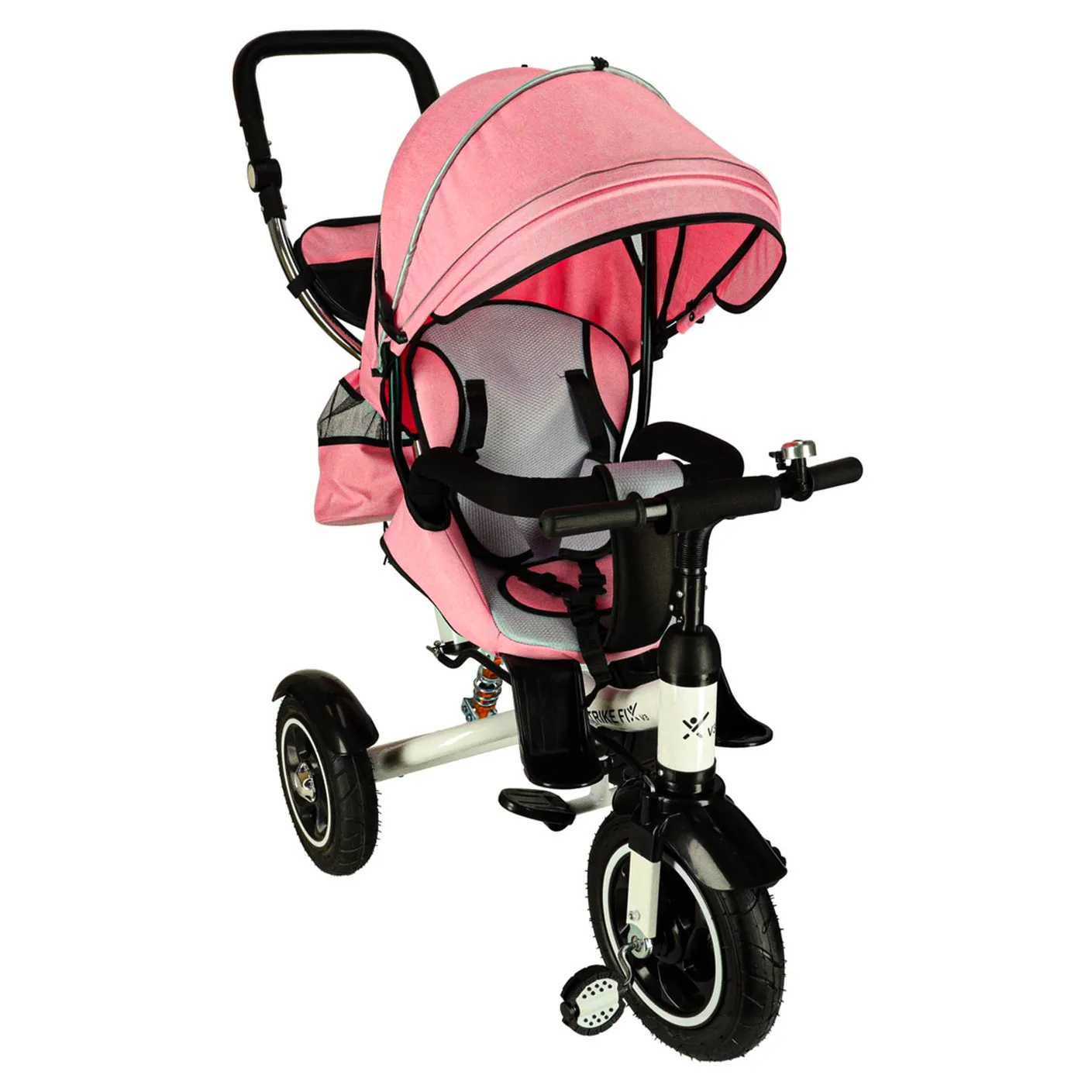 Rowerek trójkołowy Trike Fix V3 rower spacerówka 3w1 obracany 360 wolne koło różowy