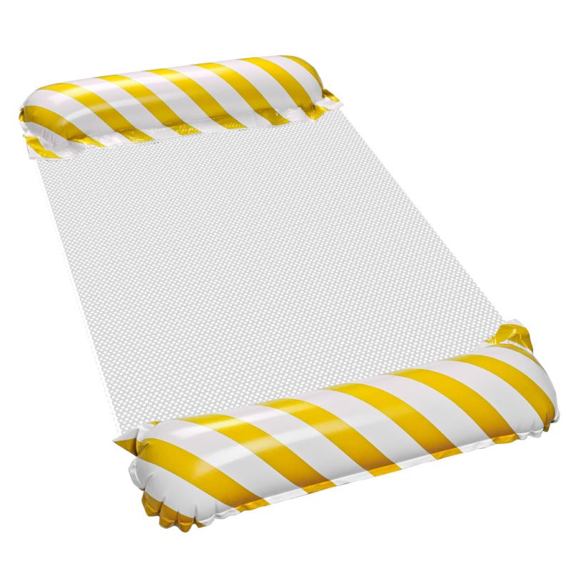 Materac dmuchany plażowy hamak wodny leżak fotel krzesło do pływania basenu żółty - obrazek 2
