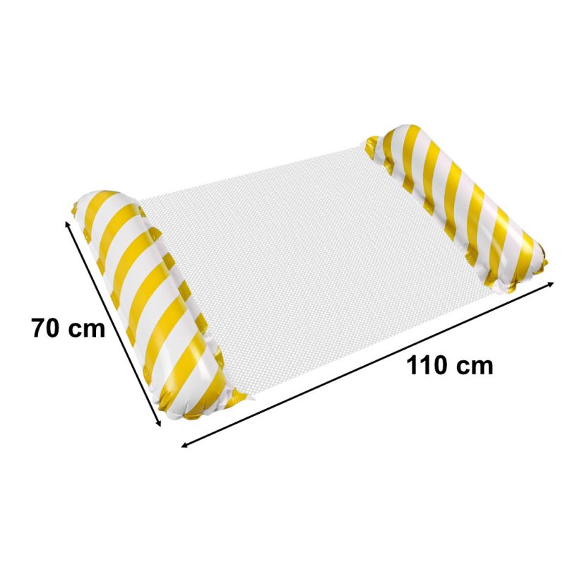 Materac dmuchany plażowy hamak wodny leżak fotel krzesło do pływania basenu żółty - obrazek 3