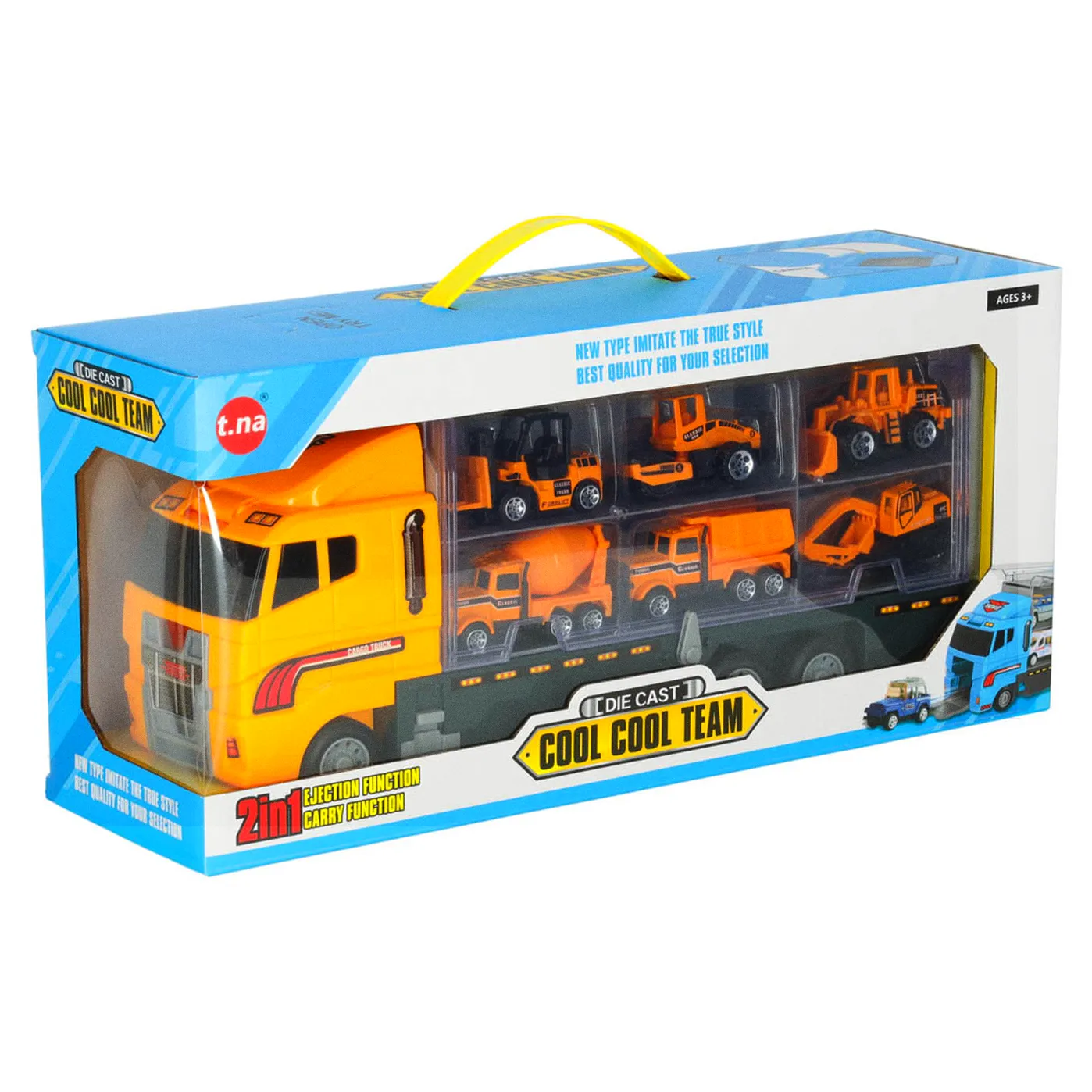 Transporter ciężarówka TIR wyrzutnia + metalowe auta maszyny budowlane - obrazek 12