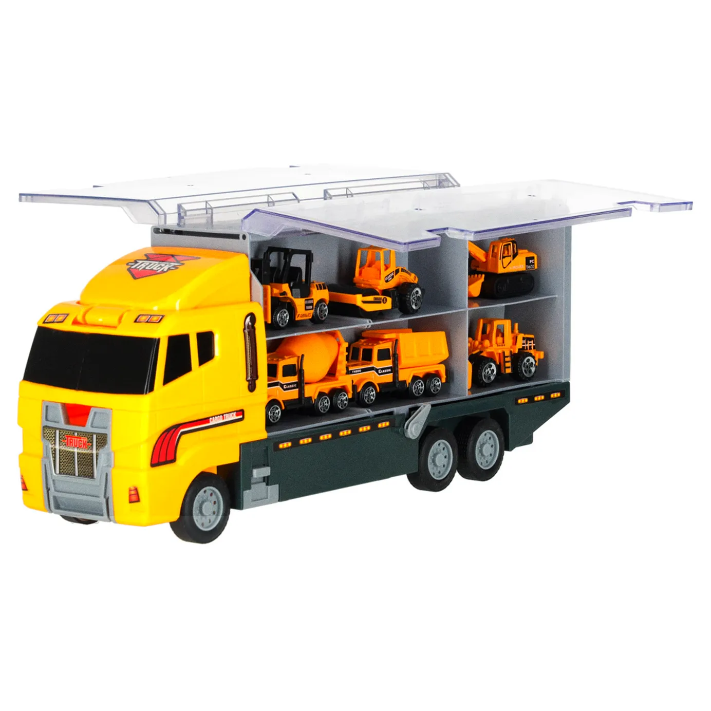 Transporter ciężarówka TIR wyrzutnia + metalowe auta maszyny budowlane - obrazek 5