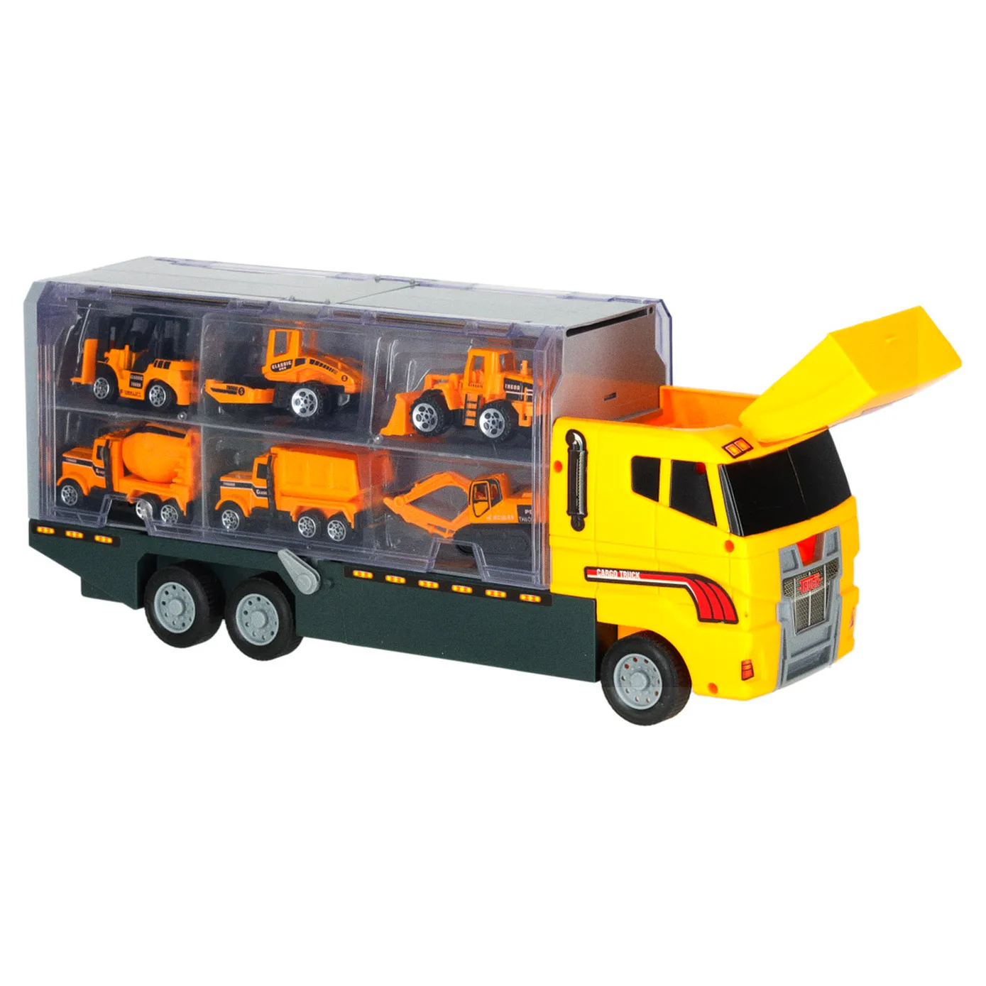 Transporter ciężarówka TIR wyrzutnia + metalowe auta maszyny budowlane - obrazek 8